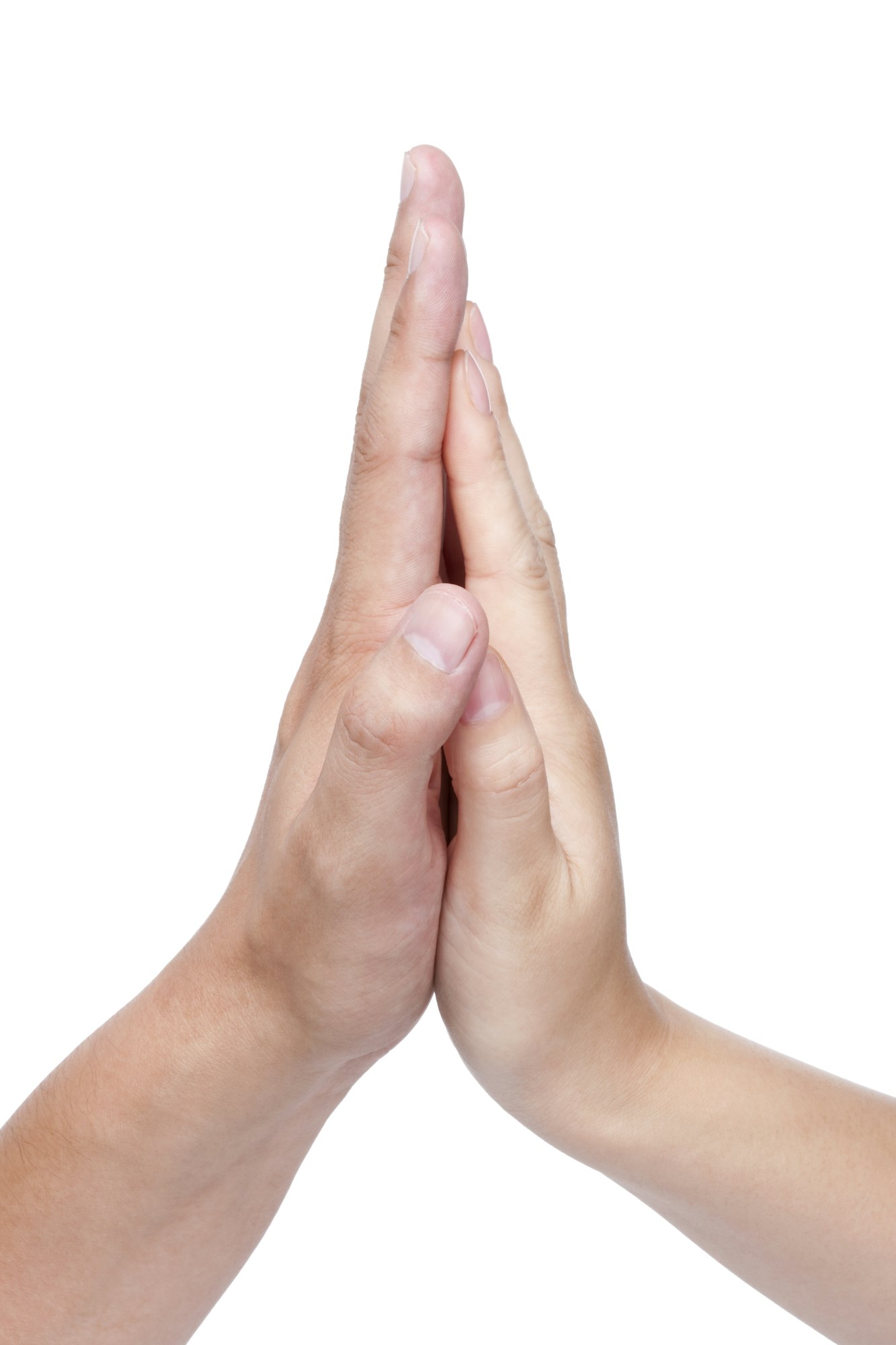 Couple Pushing Hands Together